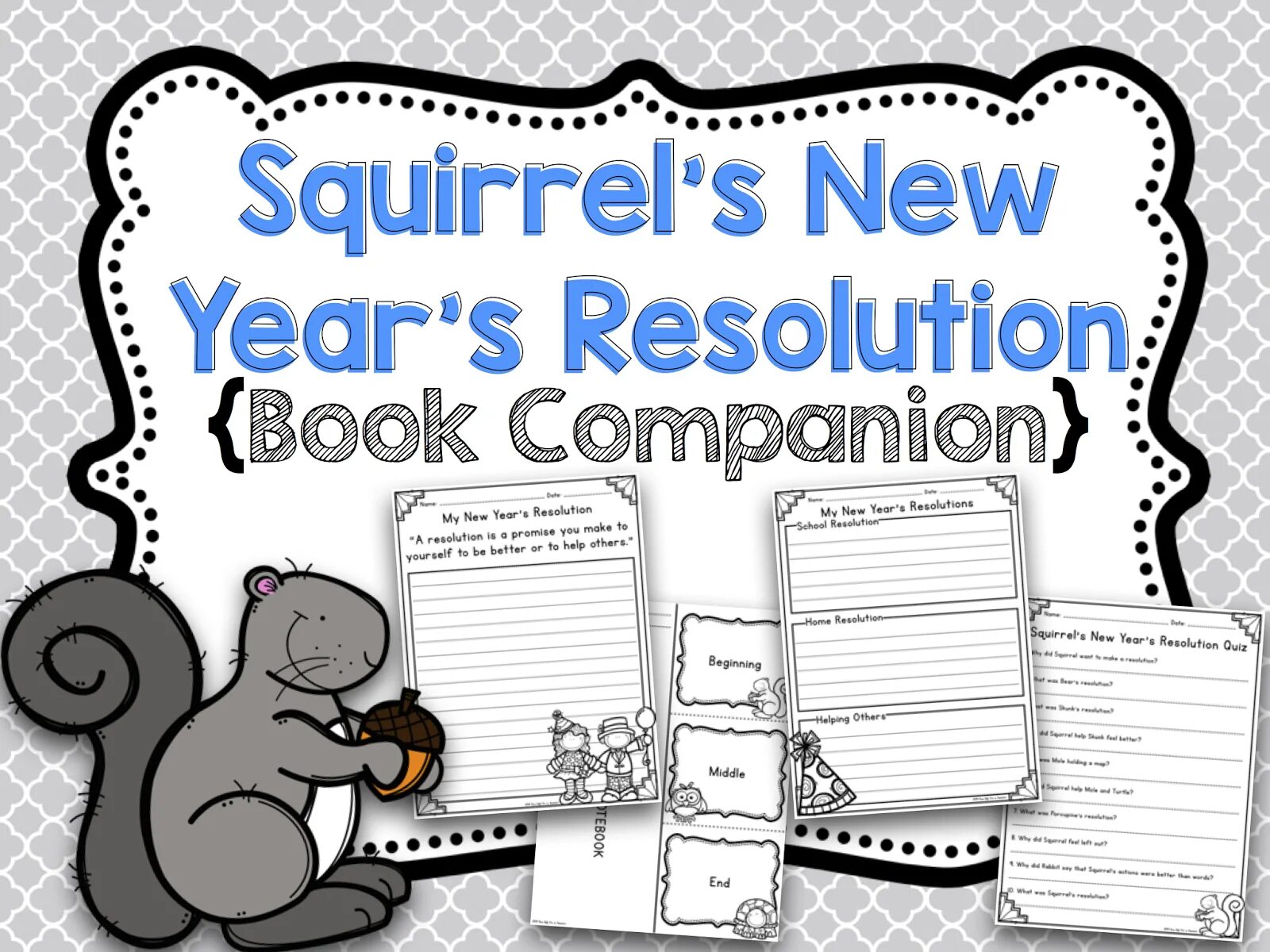 Squirrel's New year's Resolution teacher. Growth Mindset book. Resolution in book.