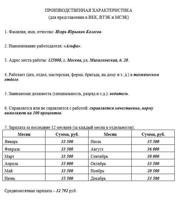 Характеристика для инвалидности с работы образец 2025. Образец заполнения производственной характеристики для втэк образец. производственная характеристика образец бланка. производственная характеристика для мсэ. форма заполнения производственной характеристики.