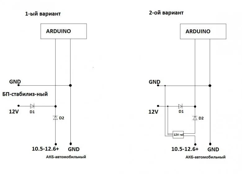 Диод Шоттки для автомагнитолы схема. Бесперебойное питание ардуино схема. Диод для подключения резервного питания. ИБП на ардуино схема. Питание без аккумулятора