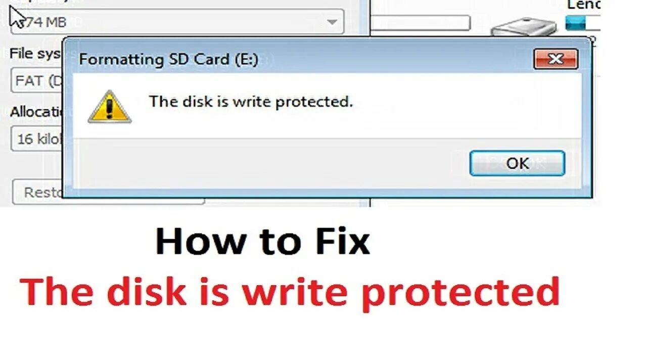Failed to open disk. Disk write protect. compact flash write protect. formatting usb drive (d:) this disk is write protected.