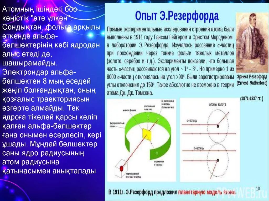 Атом құрылысы Резерфорд. Резерфорд тәжірибесі. Опыт Резерфорда по рассеянию. Резерфорд тәжірибесі атом құрамы слайд 9сынып. Почему в опыте резерфорда большая часть альфа