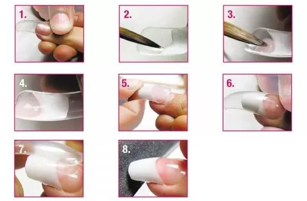 Уроки ногтей гелем. Поэтапное наращивание ногтей на типсы гелем. Наращивание ногтей на типсы полигелем пошагово для начинающих. Как нарастить ногти в домашних условиях гелем на формах. Наращивание ногтей гелем на формах для начинающих.