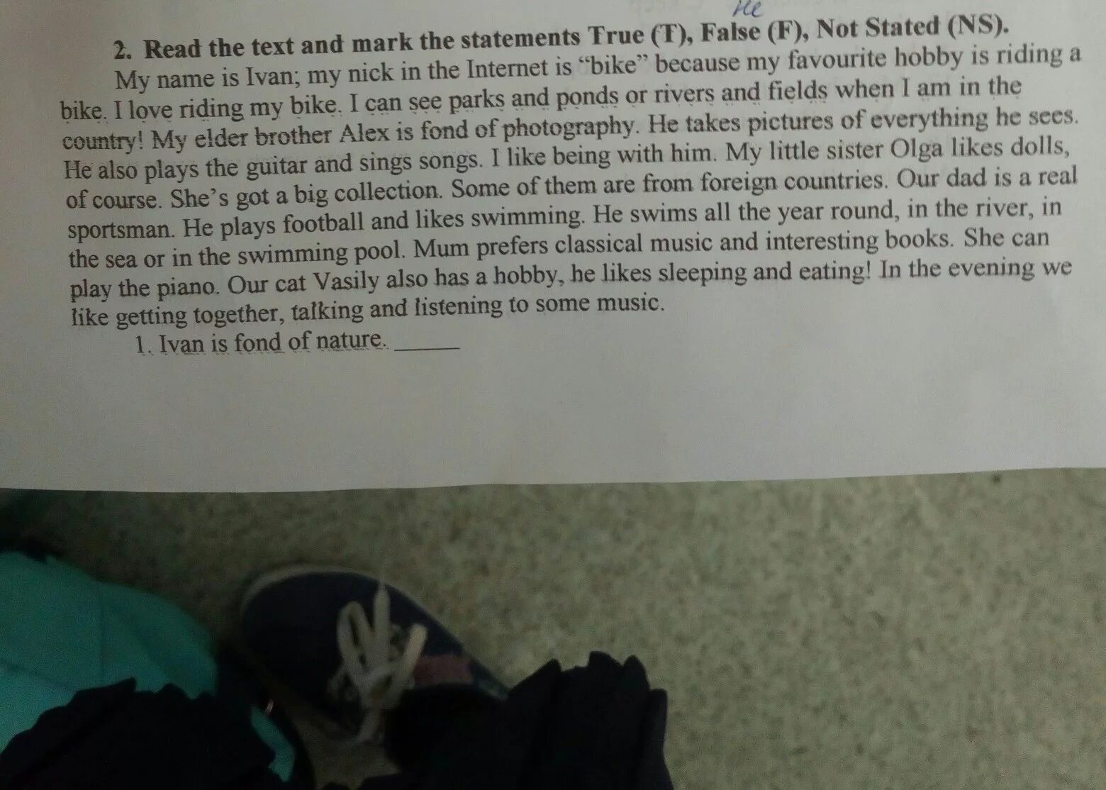 5 read the text. My name is ivan my nick in the internet is bike because ответы. read the and mark statements true t false f not stated ns ответы 5. read the text and mark the statements true t false f not stated ns. read the text and mark the statements true t false f not stated ns перевод.