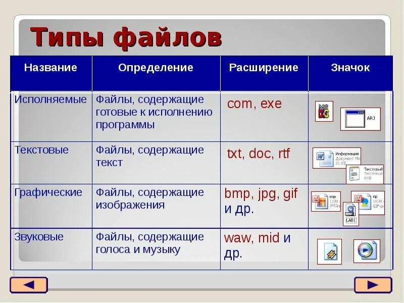 Размер информации сообщение. Типы файлов и программы. Название файлов Информатика. Типы программ Информатика. Типы файлов в информатике.