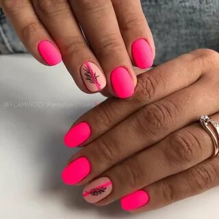 Ярко розовые ногти дизайн (55 фото) .