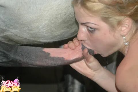 Cute girl sucking huge horse dick until for cum.
