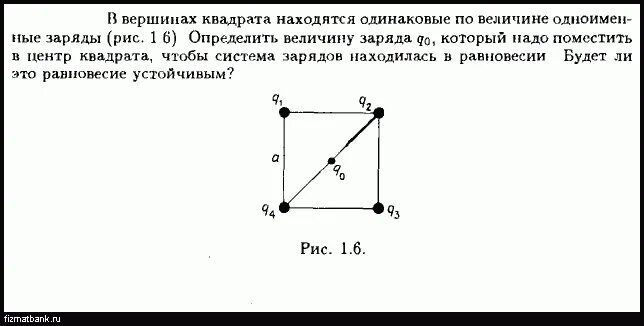 Четыре одинаковых заряда q