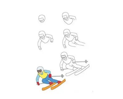 Нарисовать рисунок зимние виды спорта