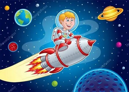 Космонавт летит в ракете