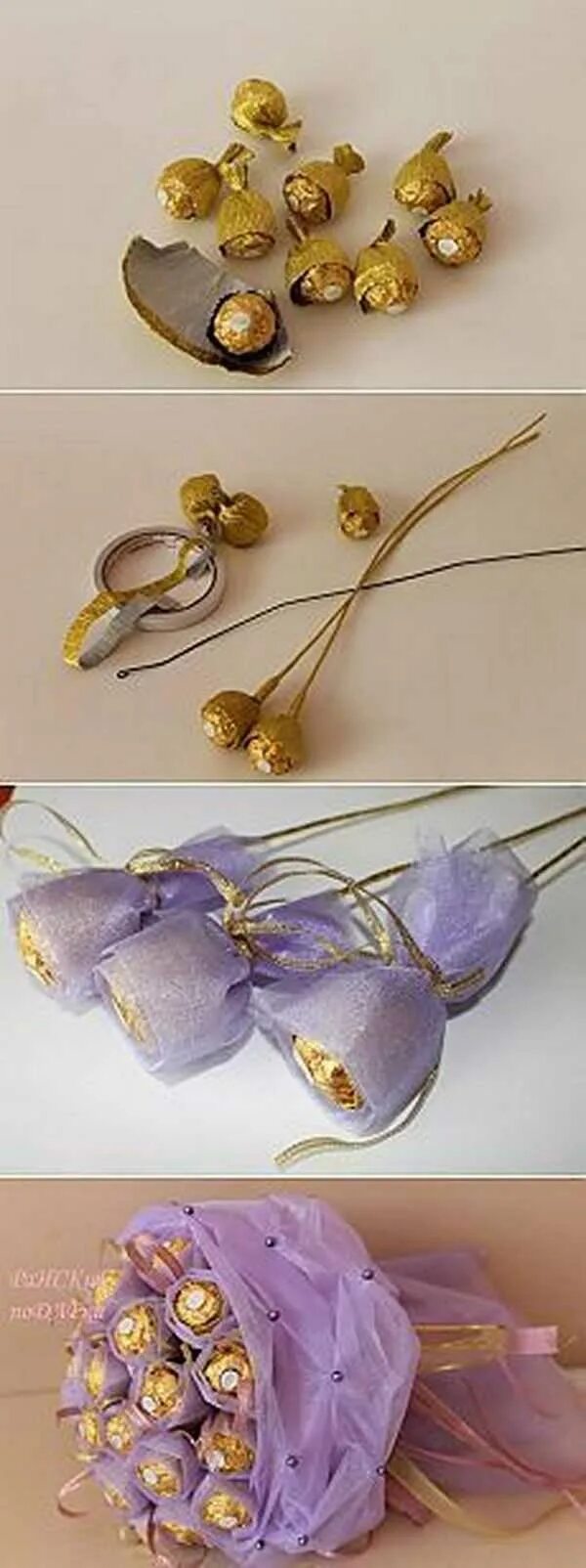 Цветы из крепированной бумаги с конфетами. Конфетный букет своими руками. Как сделать букет из конфет пошагово. Бутон из гофрированной бумаги. Как сделать букет из конфет пошагово.