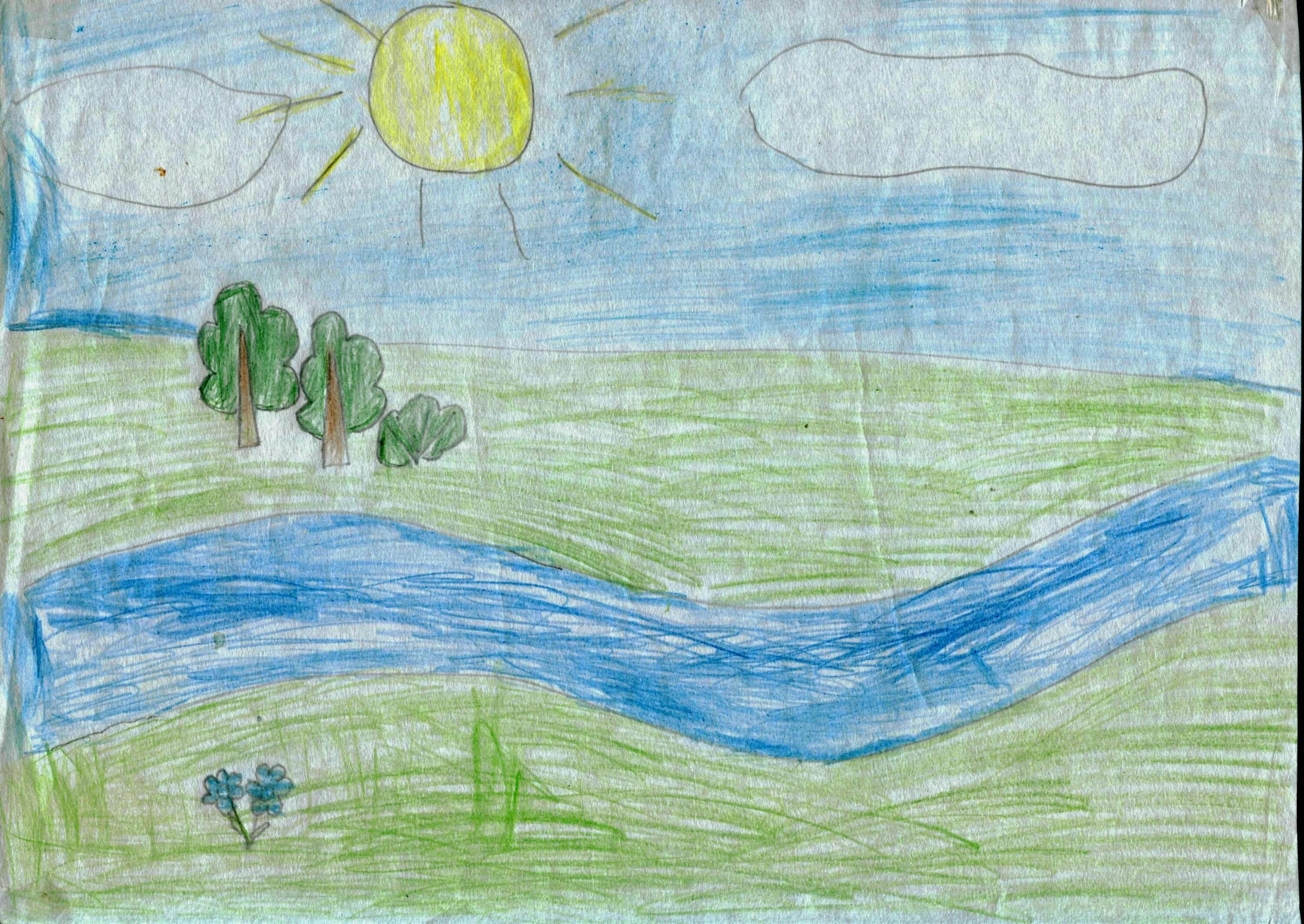 Рисунок на тему река. Детские рисунки на тему река. Волга рисунок для детей. Детские рисунки реки.