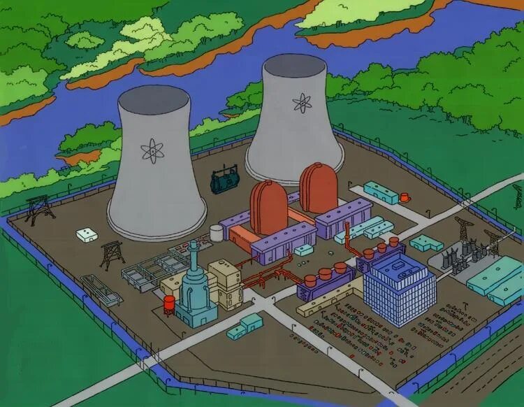 Атомная станция Спрингфилд симпсоны. Атомная электростанция Спрингфилда. Атомная станция АЭС. Градирня ВВЭР 1200. Аэс для детей