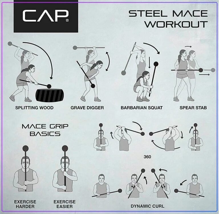 Review exercise. Steel Mace. Steel Mace Workout. Комплектующие Workout. Тренировка дома.