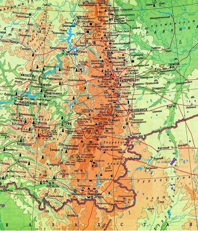 уральские горы карта географическая. урал горы физическая карта. уральские горы физическая карта. на каком хребте расположен город екатеринбург. горная система уральские горы на карте.