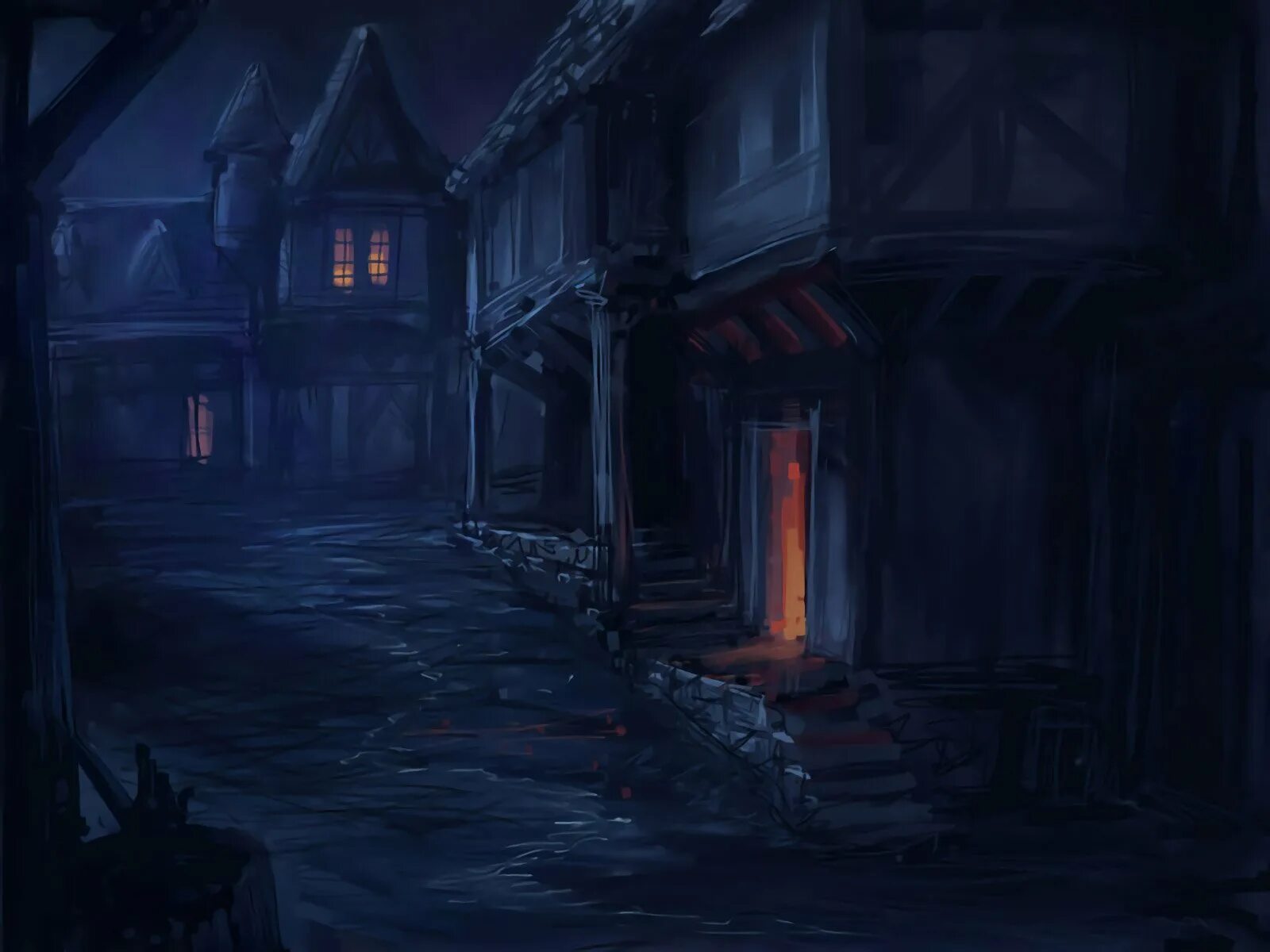 Темная деревня 2. ДНД ночная деревня арт. Мрачный средневековый город. Мрачный дом. Средневековая улица арт.