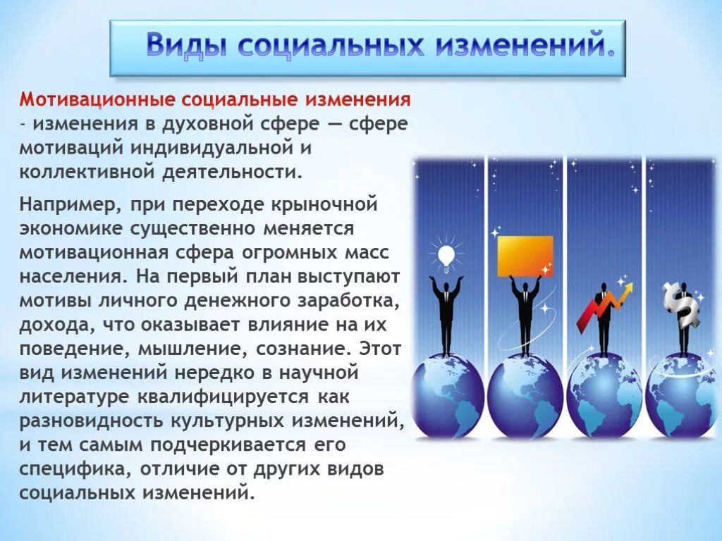 Общественные факторы социальных изменений. Мотивационные социальные изменения. Виды социальных изменений. Мотивационные изменения это. Социальные изменения примеры.