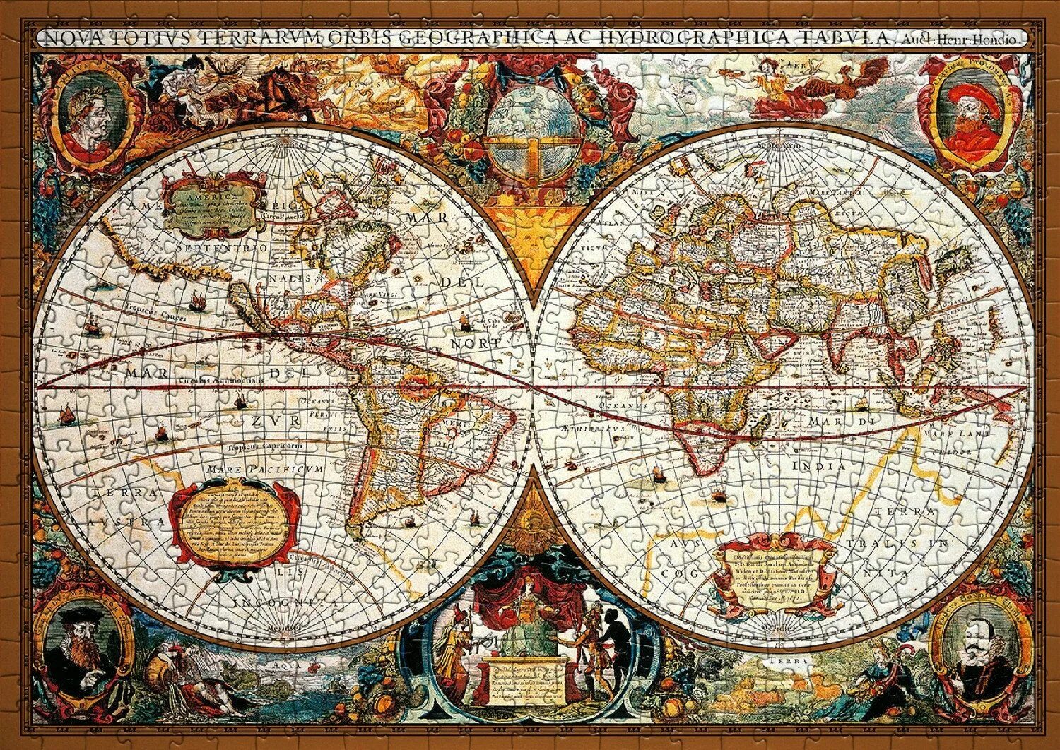 Nova totius Terrarum Orbis Geographica AC Hydrographica tabula карта. Пазл Schmidt 2000 деталей: старинная карта. Карты х века
