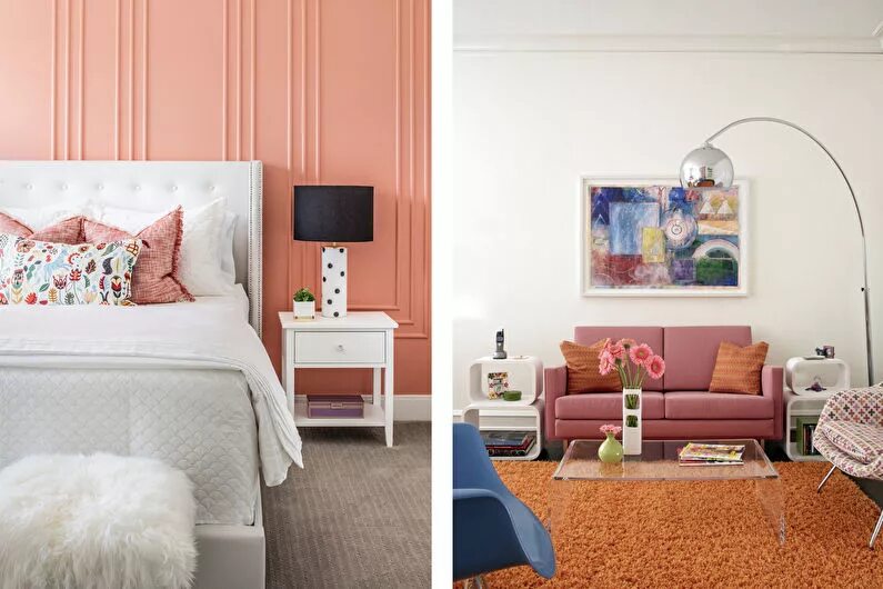 Сочетание цветов с персиковым цветом в интерьере Decorating With the Blue/Orange Color Combination
