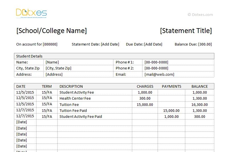 Student fees. Billing Statement. Paid due Date в инвойсе. Инвойс проектор скул. Balance payment Invoice.