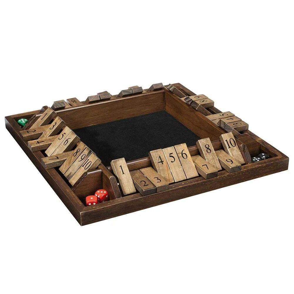 Игра shut the Box. Деревянная коробка для игры. Лоток для кубиков деревянный для настольных игр.