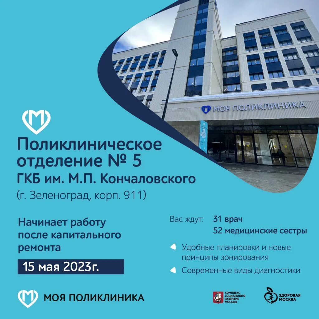 М. Новая больница. Поликлиническое отделение 5 зеленоград кончаловского. П. М.