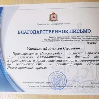 Благодарность правительства