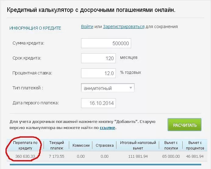 Кредитный калькулятор ипотеки с досрочным
