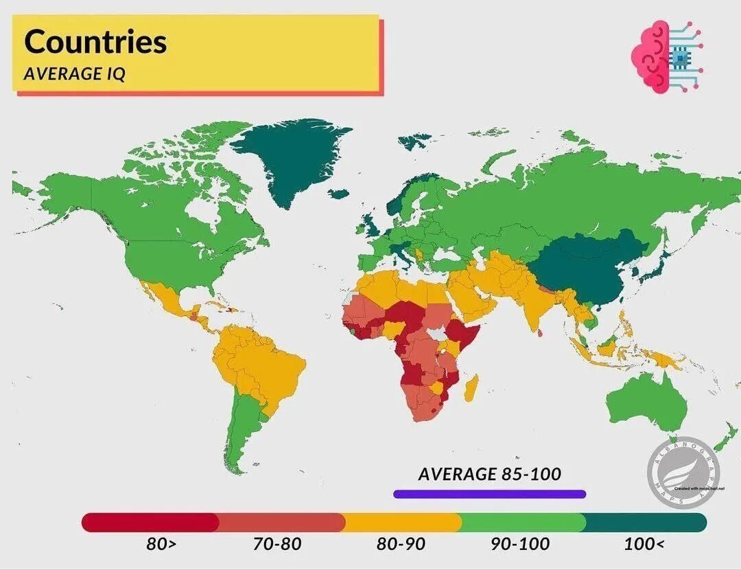 Уровень интеллекта по странам. IQ по странам. Средний IQ по странам.