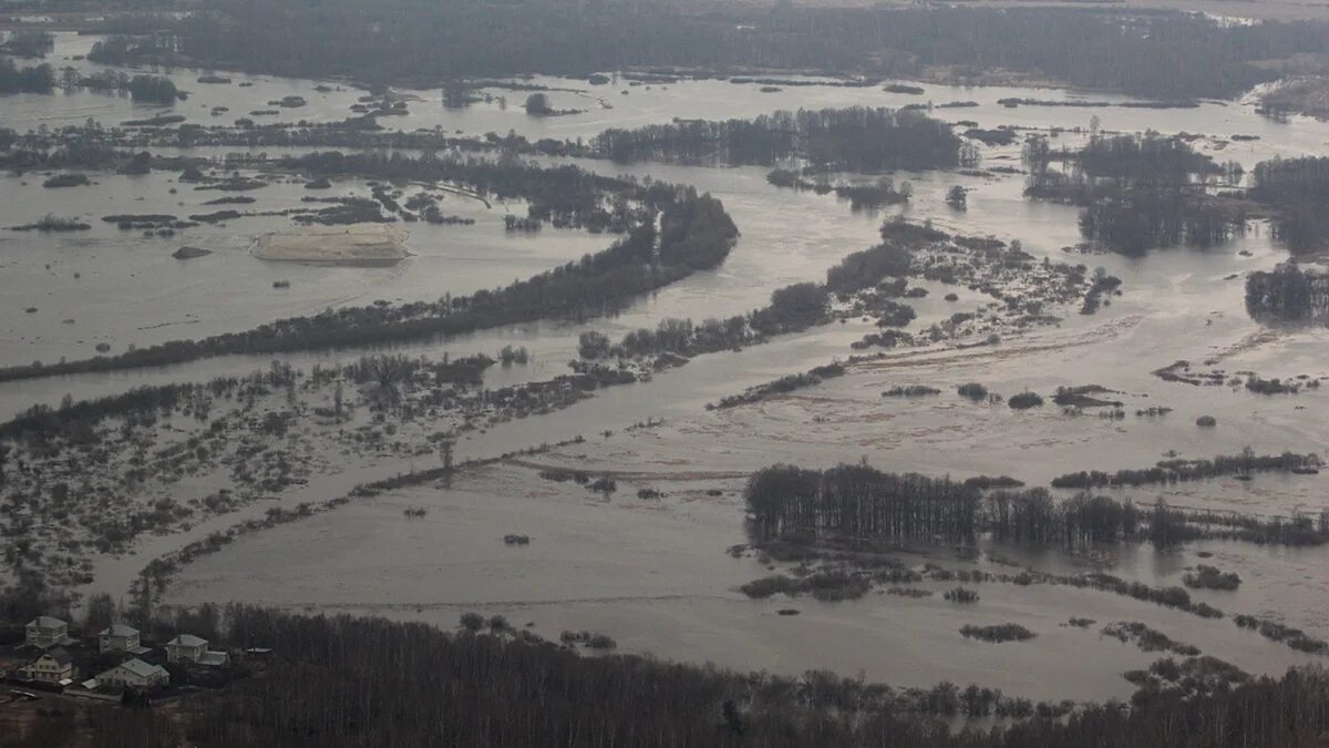 Половодье Киржач 2023. Разлив во Владимирской области. Половодье в Луховицком районе. Весеннее наводнение в России.