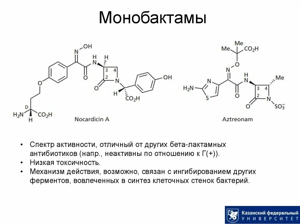 Классификация бета лактамных антибиотиков. Бета лактамные антибиотики монобактамы. Монобактамы азтреонам. Химическая структура бета лактамных антибиотиков.