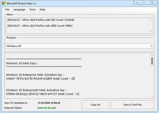 Windows 2016 keys