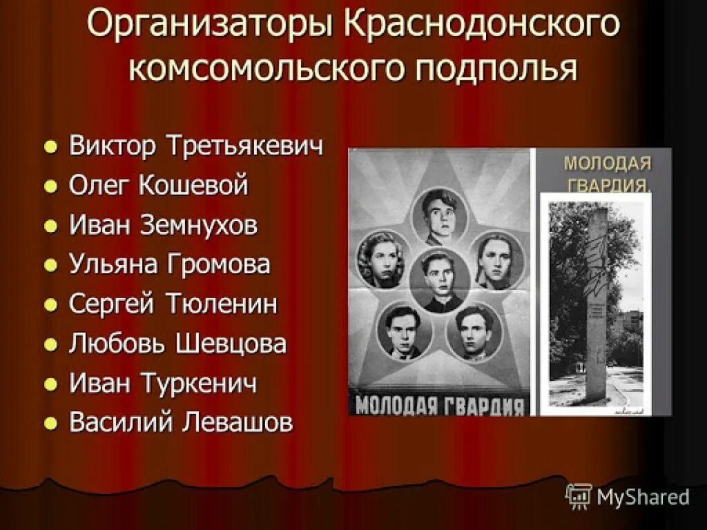 Молодая гвардия жанр. Подвиг Молодогвардейцев Фадеев. Подпольная Комсомольская организация молодая гвардия. Проект о молодогвардейцах. Герои молодой гвардии Краснодона.