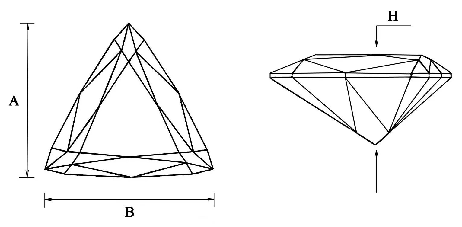 Огранка бриллиантов триллиант. Огранка триллиант схема. Камень огранка триллиант. Триллион огранка бриллианта.