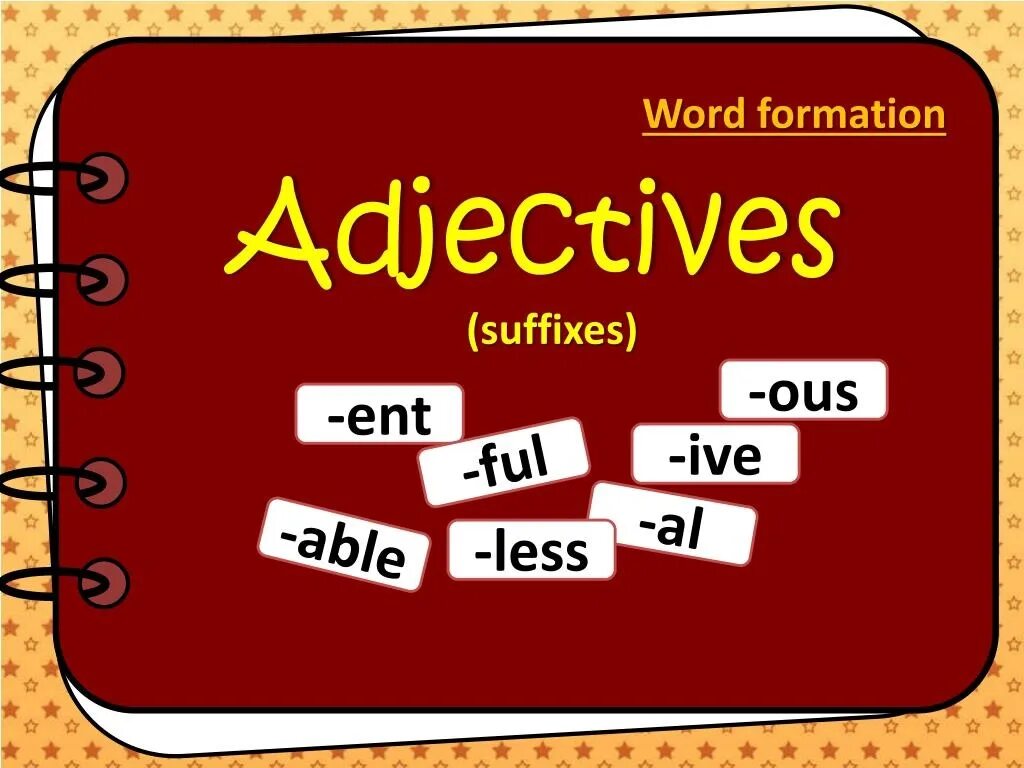 Прилагательное Word formation. Adjectives презентация. Adjectives урок. Word formation презентация. Noun adjective suffixes