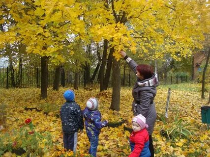Прогулка в детском саду осенью