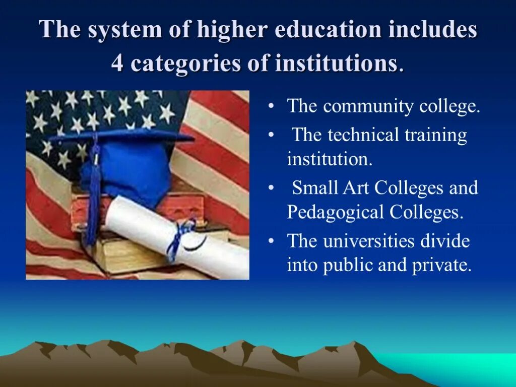 Higher Education in the USA презентация. Education System in USA. Education in USA презентация. The System of higher Education in the USA.