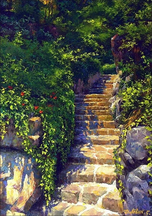 Мост лестница. Р. Лестница к морю. Лестница в небо. Осенний парк аниме.