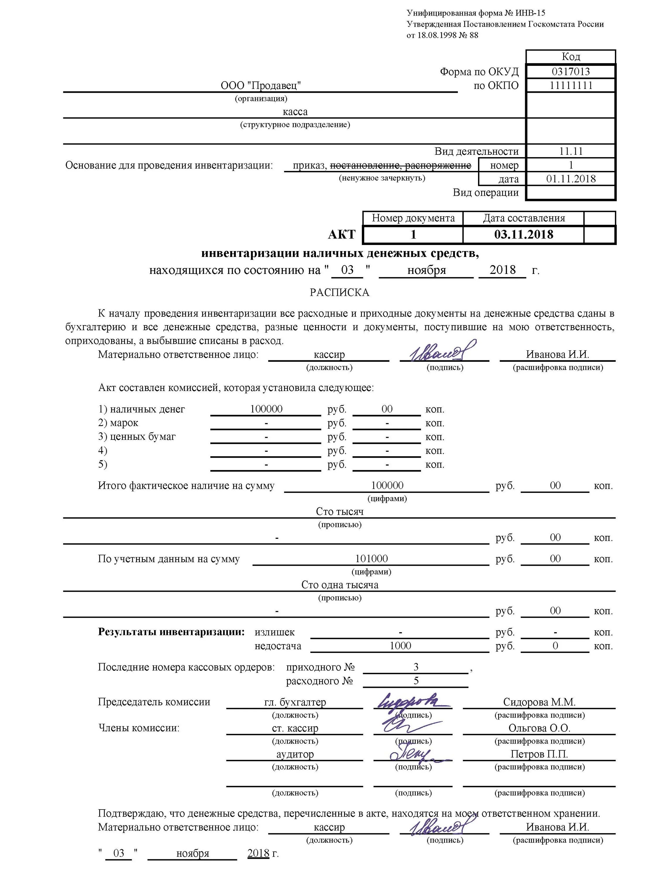 Акт инвентаризации кассы по форме инв-15. Инв-15 акт инвентаризации наличных денежных средств. Акт о проведении инвентаризации кассы. Акт инвентаризация кассовой денежной наличности. Списание недостачи товаров