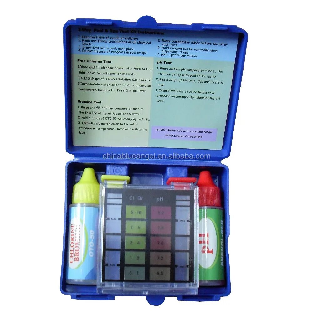 Набор тестов для воды. 3 Way Pool and Spa Test Kit. Набор спец химия для джакузи НУДЗИ хлор. Бром.РН. Набор для тестирования PH И хлора в бассейне купить. 3-Way Pool Spa Test Kit инструкция на русском 5 капель.