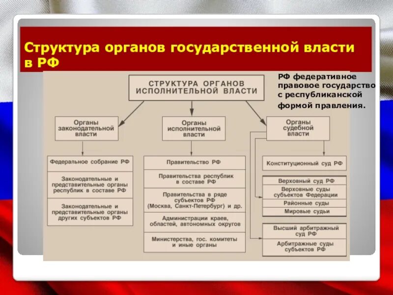 Состав органов государственной власти субъектов рф