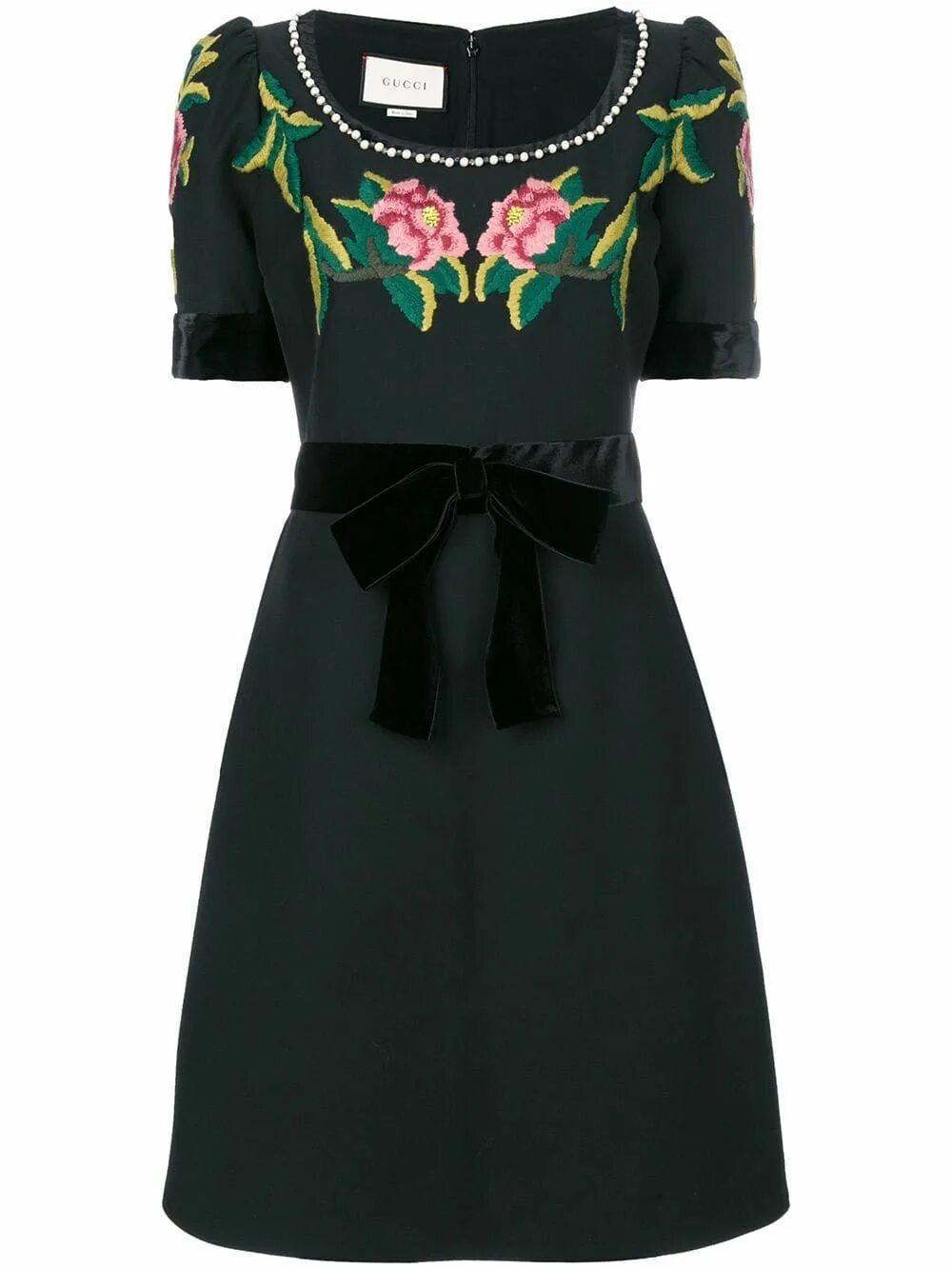 Black Embellished printed silk crepe de chine midi dress Gucci Dresses, Midi dre
