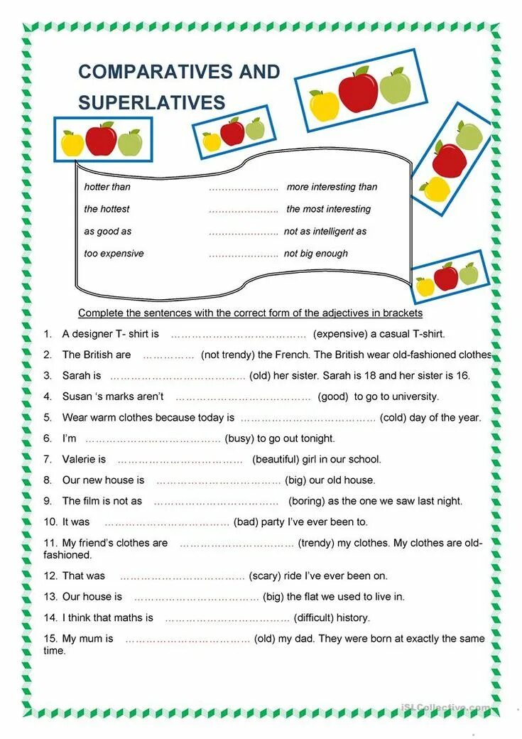 Comparative and superlative 1. Comparatives and superlatives. comparatives and superlatives games. comparatives and superlatives worksheets. esl superlatives activities.