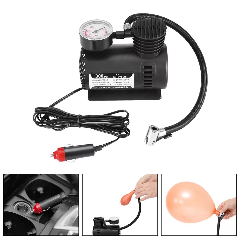 Портативный электрический насос. Компрессор автомобильный Tire Inflator DC 12 Volt. Tire Inflator компрессор 300 psi. Tire Inflator DC 12v 300 psi компрессор. Автомобильный компрессор 300 psi 12v Air Compressor.