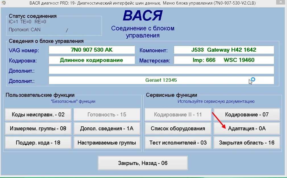 Пассат кодирование