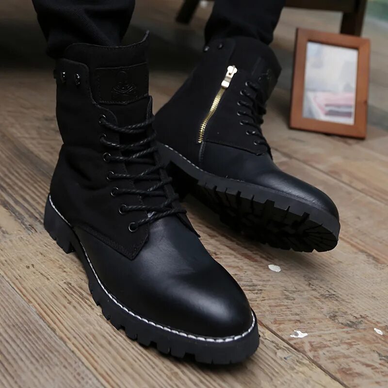 38055 Ботинки зимние черная кожа. Высокие ботинки мужские. Зимние ботинки мужские черные. Массивные ботинки мужские. Ботинки мужские на молнии