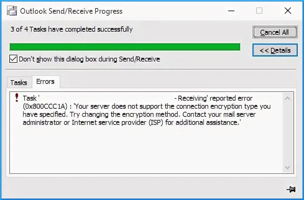 Синхронизация outlook ошибки. Authn error outlook 2016 in connection status.