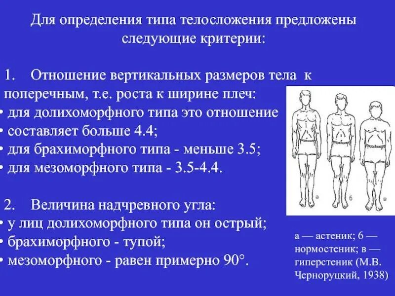 Как определяют конституцию человека. Типы телосложения. Критерии определения типа телосложения. Долихоморфный Тип телосложения. Брахиморфный Тип телосложения.