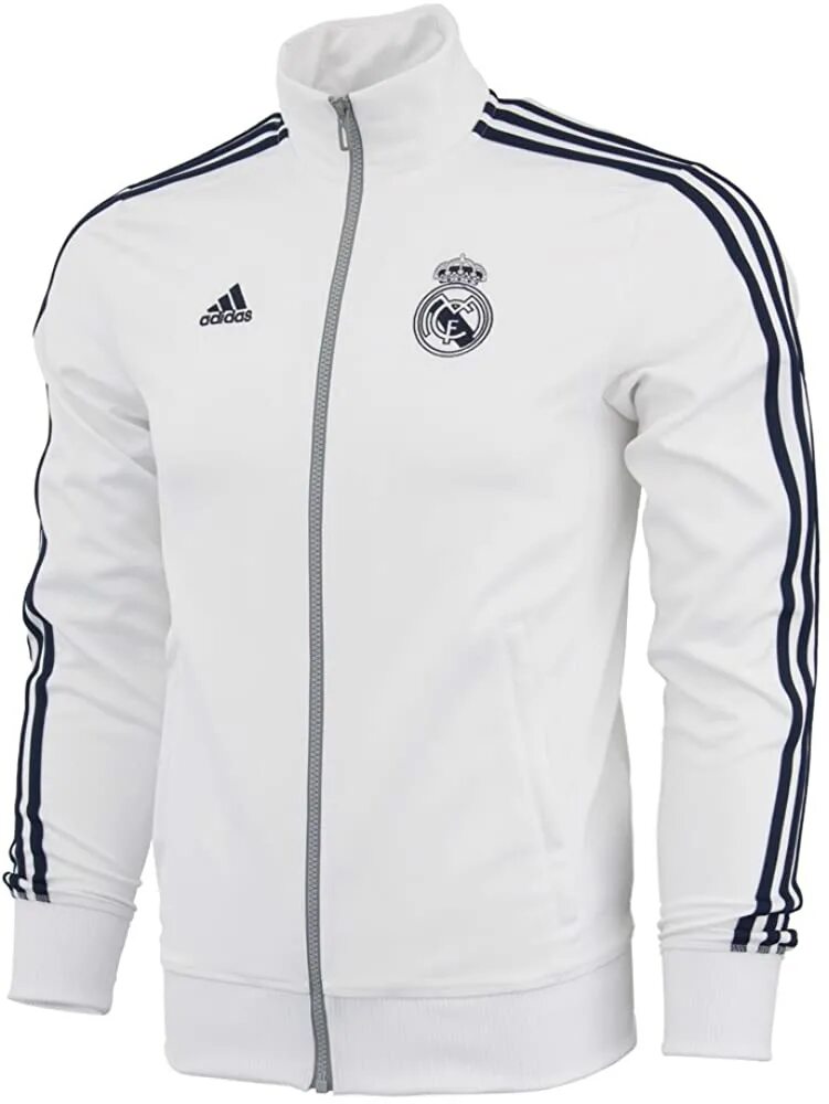 Адидас реал. Adidas Originals real Madrid track Jacket. Adidas real Madrid White Jacket. Кофта Реал Мадрид адидас белая. Белая олимпийка адидас Реал Мадрид.