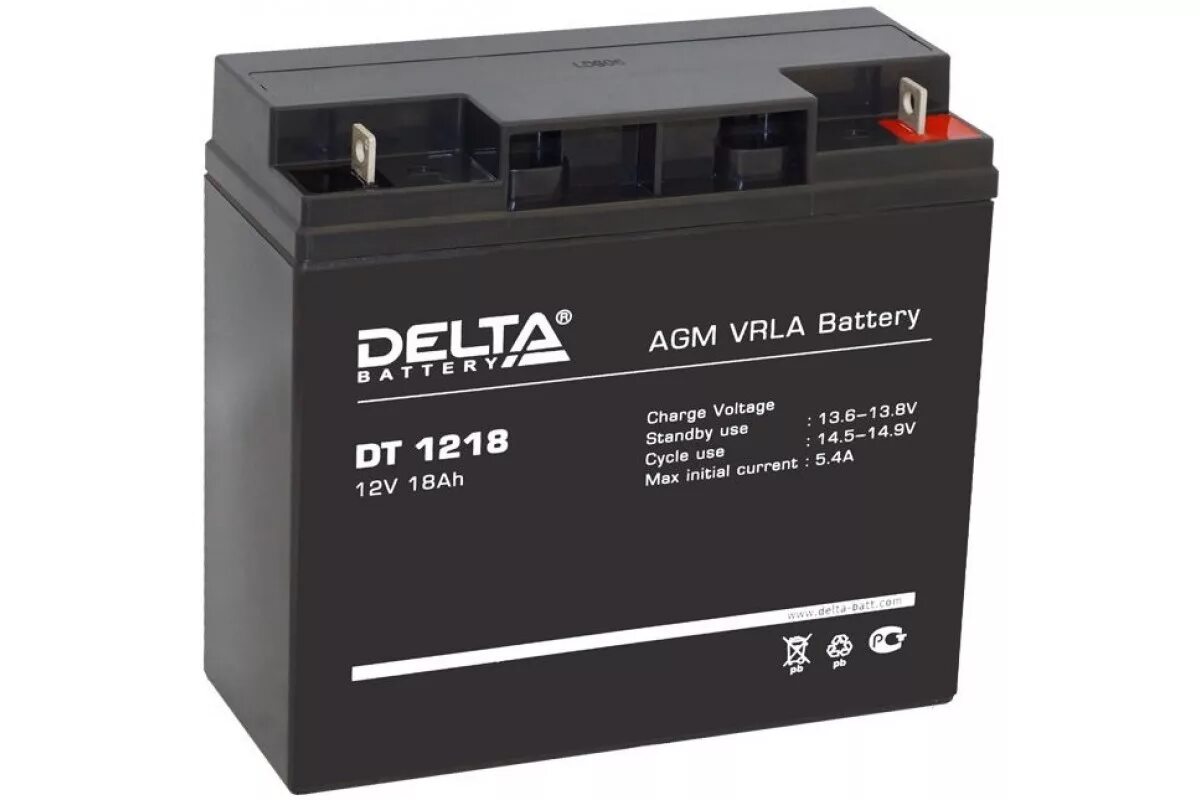 12 аккумулятор емкость. Delta DT-1218 (АКБ-17/18). Delta DT 1218. Аккумулятор Дельта 12в 18ач AGM. Аккумулятор Delta 12v 18ah.