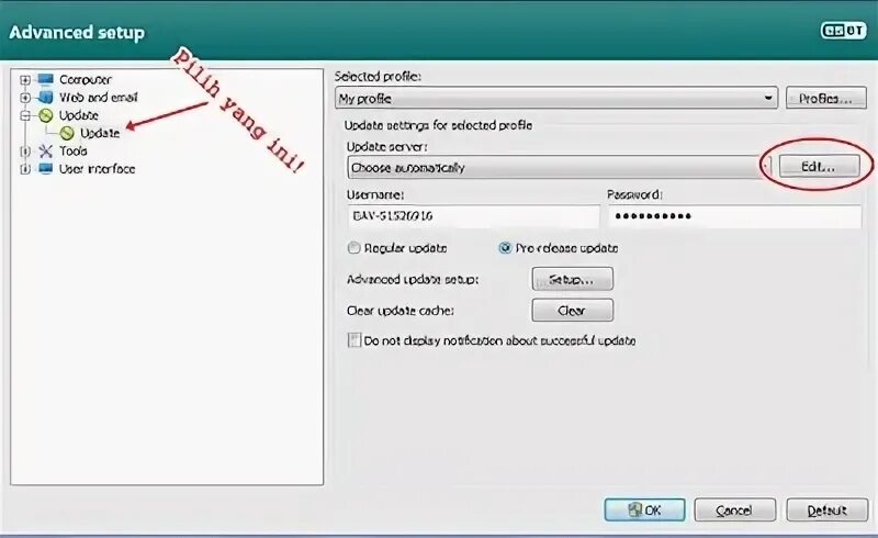 Default update